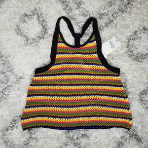 ZARA Crochet Rainbow Knit Top